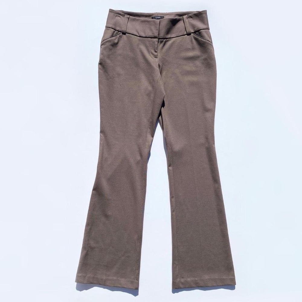 Alfani Brown Flare Pants Women 8, 32" Business Casual Y2K 2000s School Vintage
